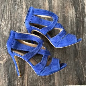 Steve Madden immence blue suede strappy stiletto heels size 6